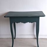 Antique Gustavian-style table painted in dark green with a drawer.