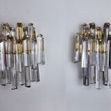 Pair of Venini wall sconces, 2 levels, Murano glass, Italy, 1970.