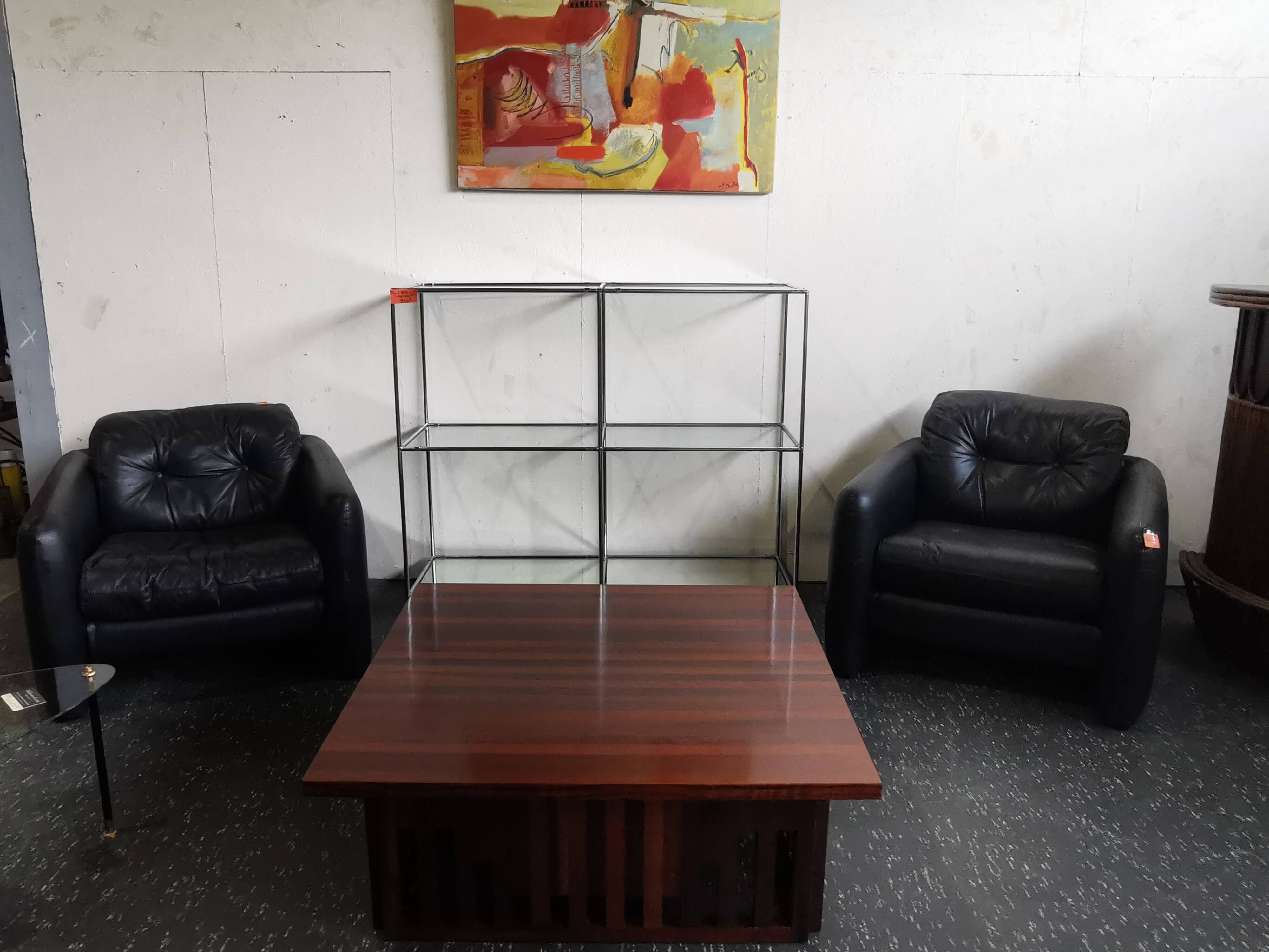 Table basse XL design vintage en bois exotique