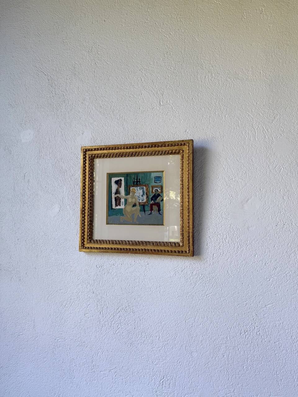 Framed nude oil painting