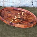 Geometric patterned wooden tray