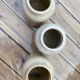 Trio glazed stoneware pots