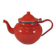 Vintage teapot coffee maker in red enameled metal
