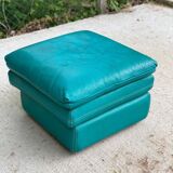 Pouf bleu turquoise en cuir à 3 niveaux