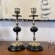 Pair of Napoleon III candlesticks in brass and black marble.