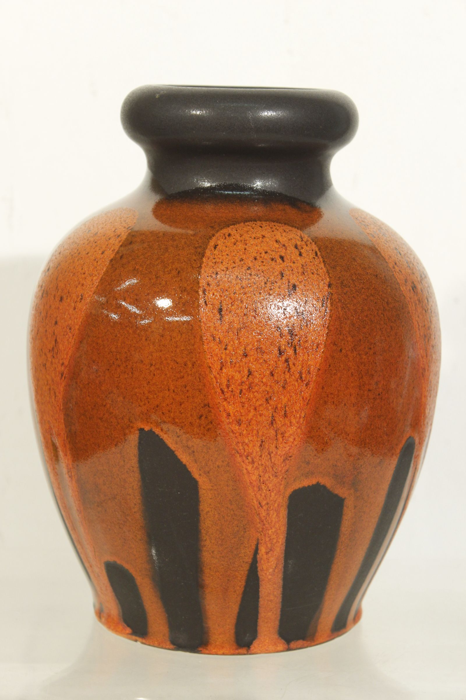 Vintage vase Fat Lava black & orange by Steuler, Germany 1960s