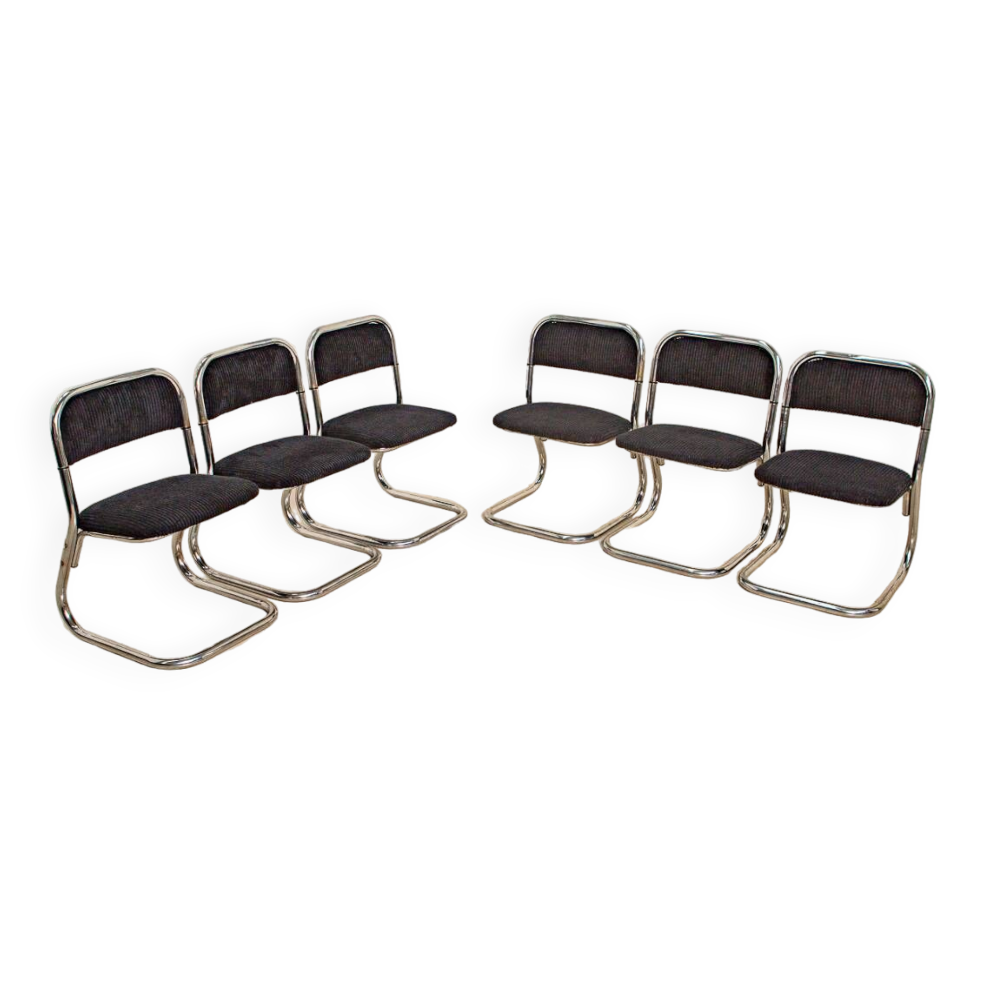 Set of 6 70's Italian tubular chairs