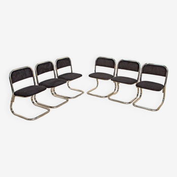 Ensemble de 6 chaises tubulaires italiennes 70's