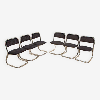 Set of 6 70's Italian tubular chairs