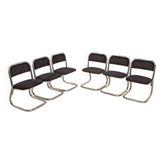 Set of 6 70's Italian tubular chairs