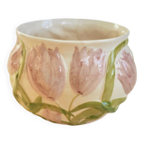 Cache-pot fleurs roses