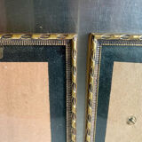 Pair of identical gold colored metal frames each measures  14.5 cm x 9 cm convex glass