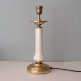 Impressive lamp with white ceramic stem and 1970 brass base