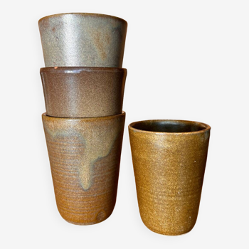 4 Digoin stoneware cups