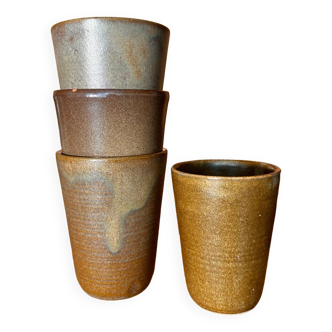 4 Digoin stoneware cups