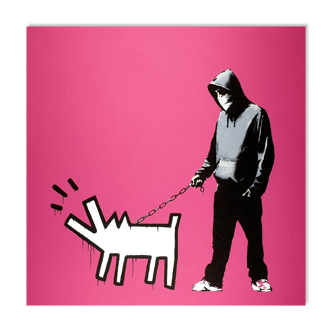Banksy, Barking Dog (Rose), Lithographie signée à la main