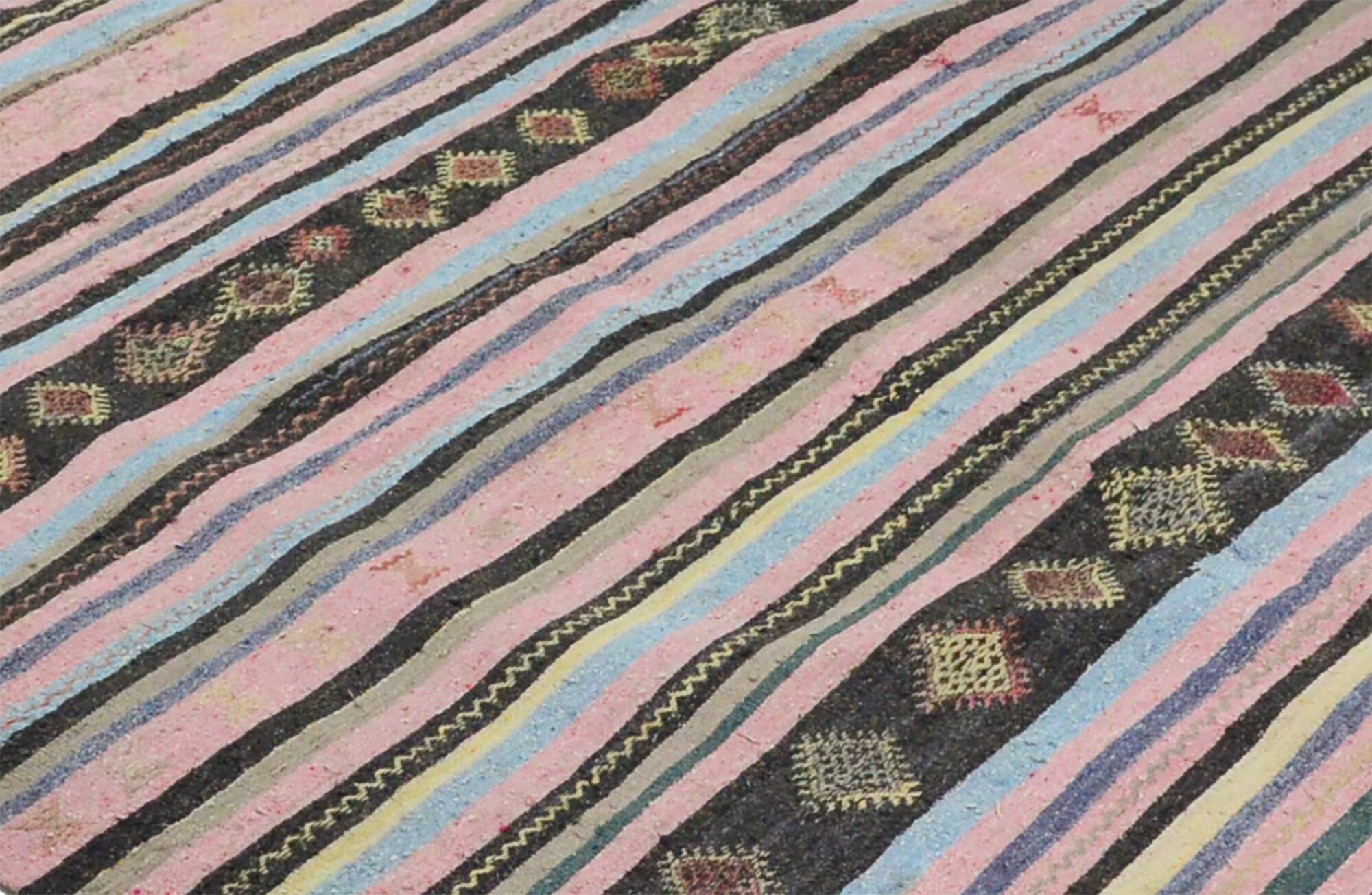 Large antique Anatolian kilim in pink and grey, 357 x 187 cm