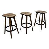 3 brutalist bar stools in Scandinavian style from the 60s