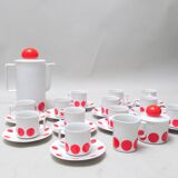 70s red polka dot porcelain coffee set