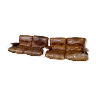 Pair of Marsala sofas, Michel Ducaroy for Ligne Roset 1970s