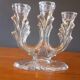 Bougeoir tripode vintage année 70 en verre moulé