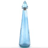 Bouteille, carafe en verre bleu, années 60