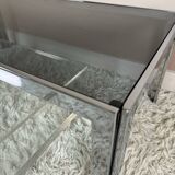 Chrome coffee table and smoked glass from the 70s