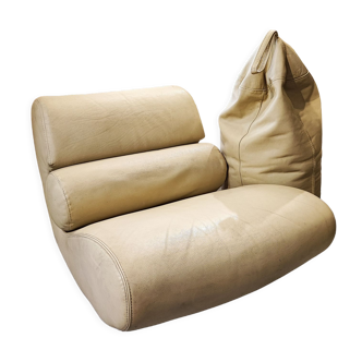 Armchair and footrest Comgule Roche Bobois leather