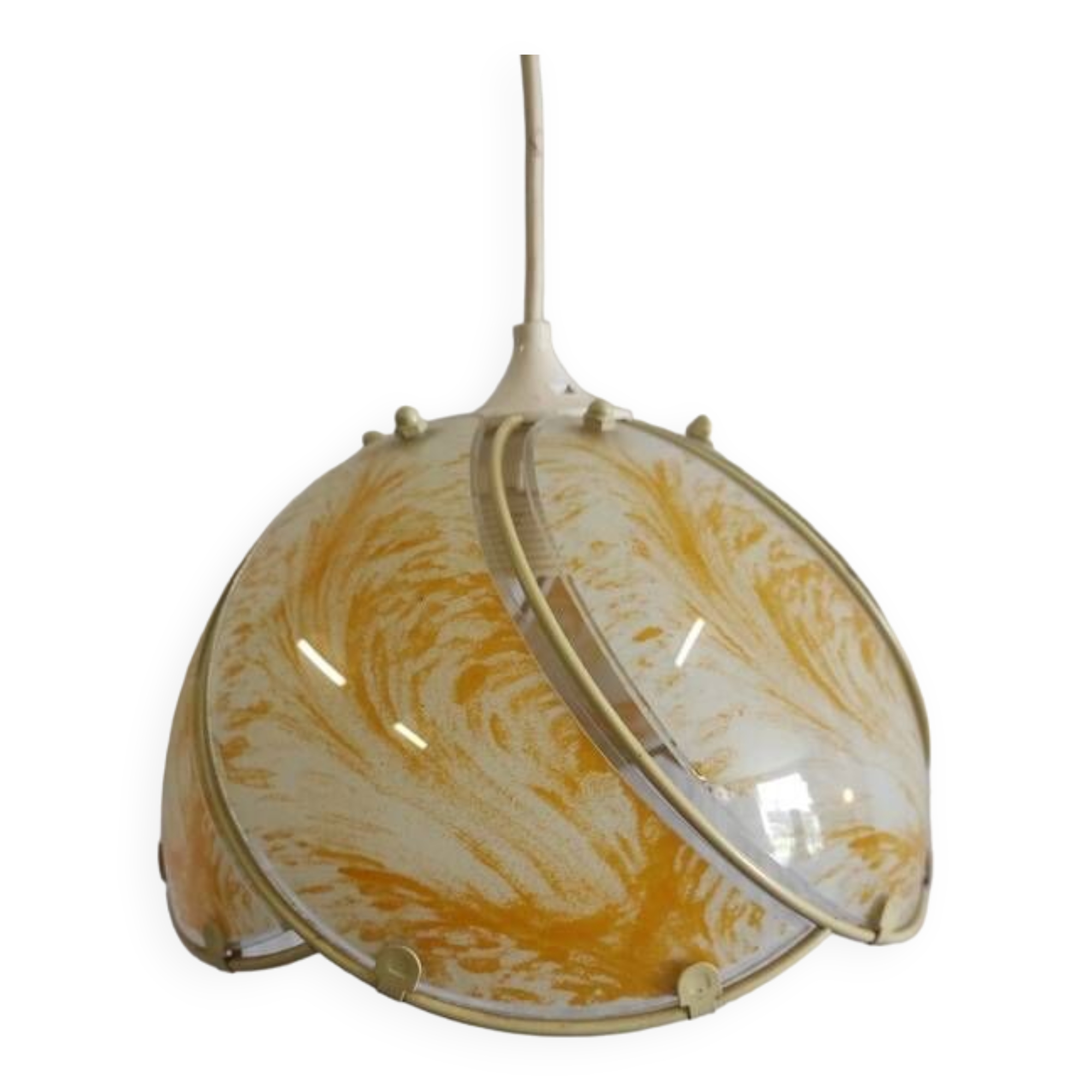 Glass light fixture, yellow and white