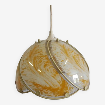Glass light fixture, yellow and white