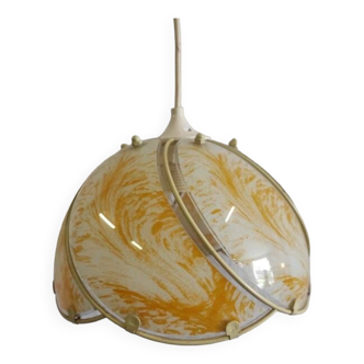 Glass light fixture, yellow and white