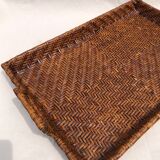 Pair of dark rattan trays