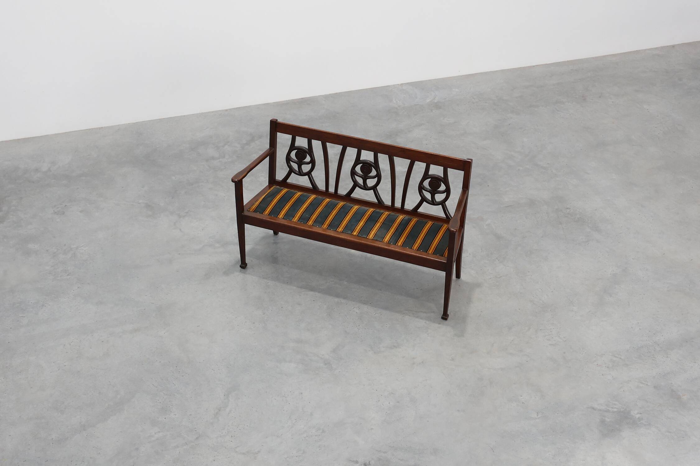 Belgium art deco bench in oak wood 1920s