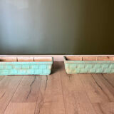 2 water green stone planters, 1950s-60s