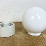 Vintage White Porcelain Ceiling Light with Milk Glass, 1960s