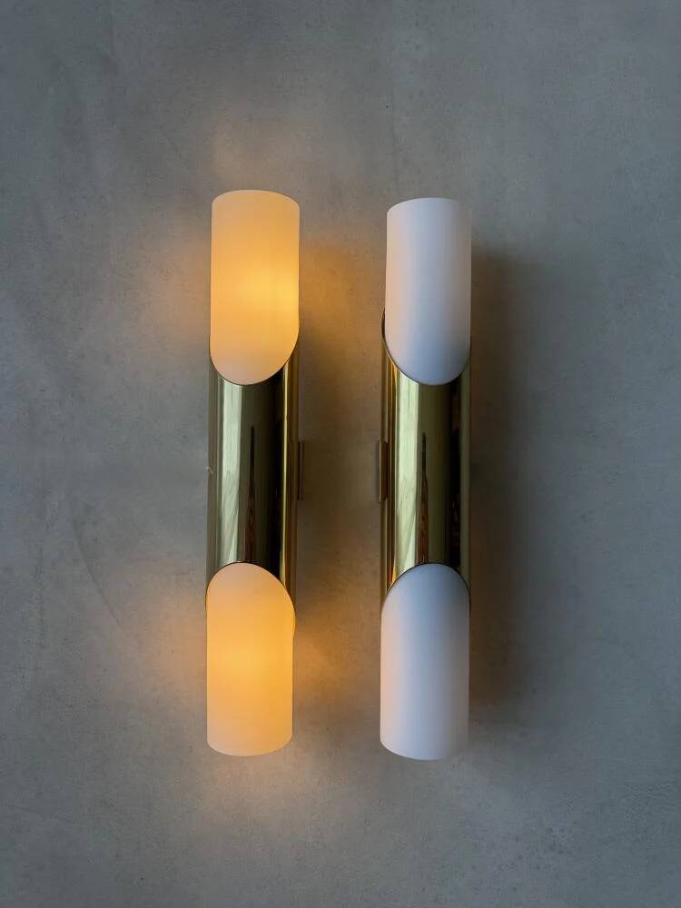 Rolf Krüger Paul Neuhaus brass wall lamps set 1970s