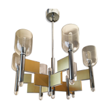 Chandelier from Sciolari chrome-gold and glass. 1970