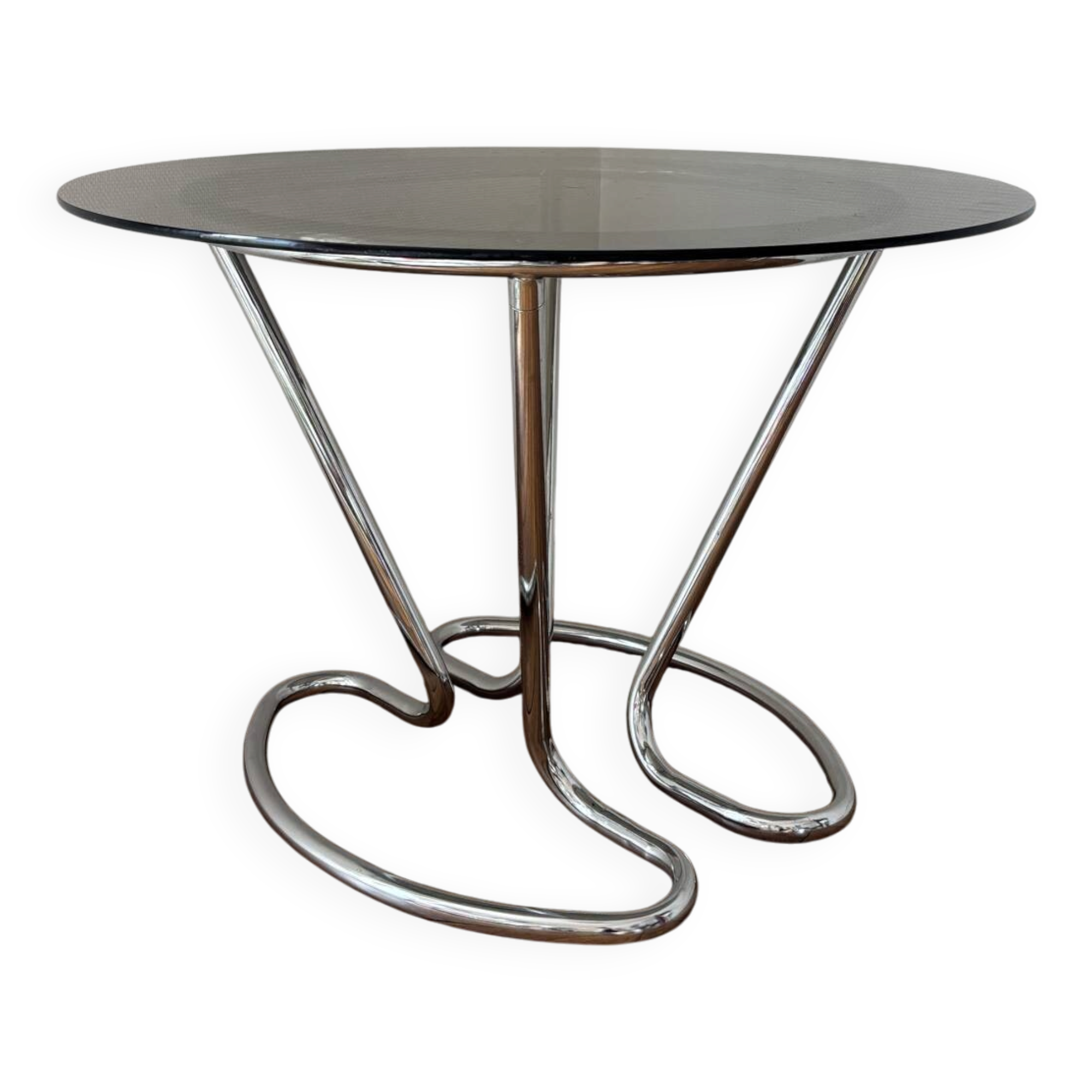 Glass and chrome table 70s Space Age