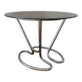 Glass and chrome table 70s Space Age
