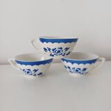 Set of 3 cups, blue floral decoration