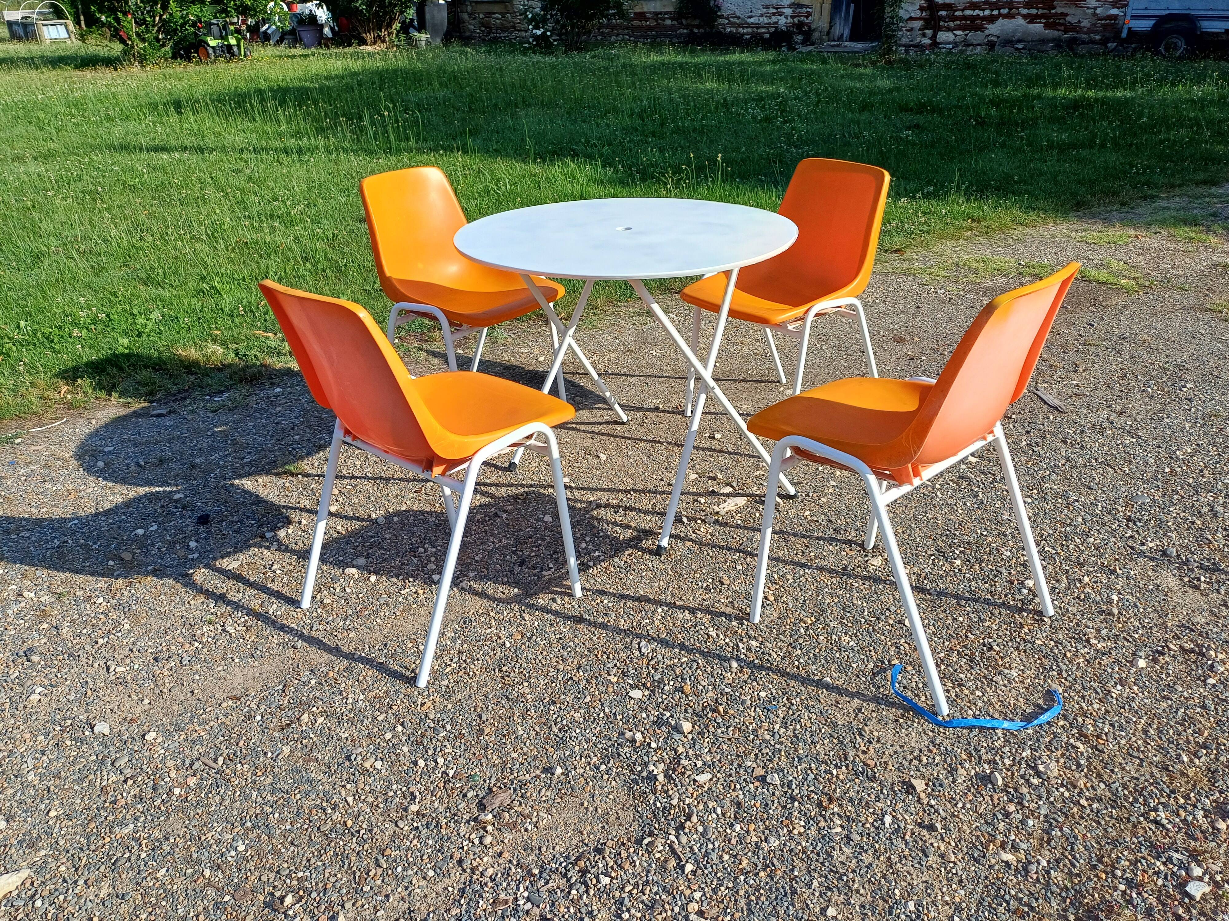Vintage iron and plastic garden furniture