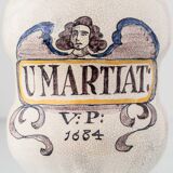 Italian apothecary jar table lamp with new Dupion silk shade, 19th century.