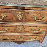 Louis xv 3-drawer chest of drawers in marquetry and bronze marble top
