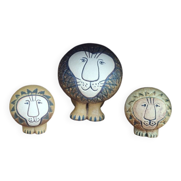 Set of 3 ceramic lions by Lisa Larson/Gustavsberg.