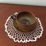 Lunch cup and under cup in stoneware - vintage