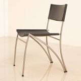 4 Italian black leather chairs from the 80s