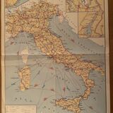Old poster map of Italy and major twentieth-century transport routes