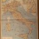 Old poster map of Italy and major twentieth-century transport routes