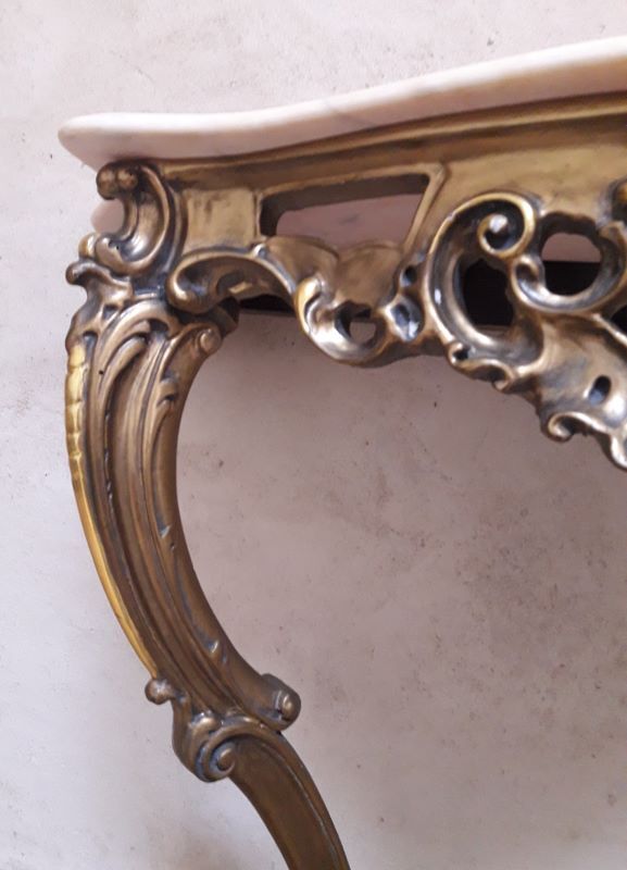 Gilded wooden console marble Louis XV style