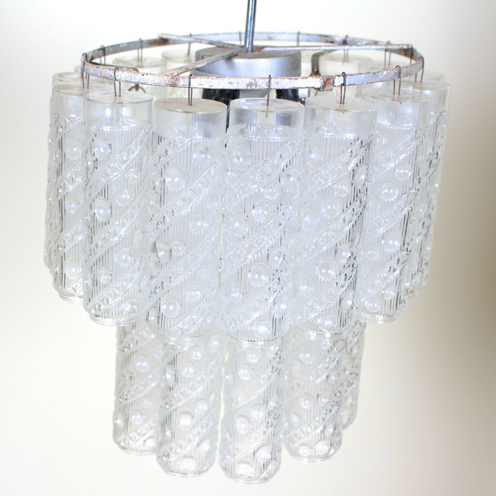 Metal chandelier and molded glass from the middle of the twentieth century